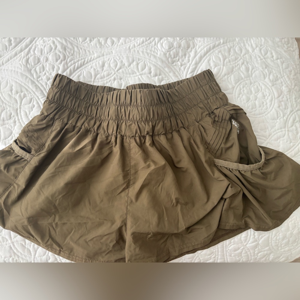 Free people movement get your flirt on shorts army green